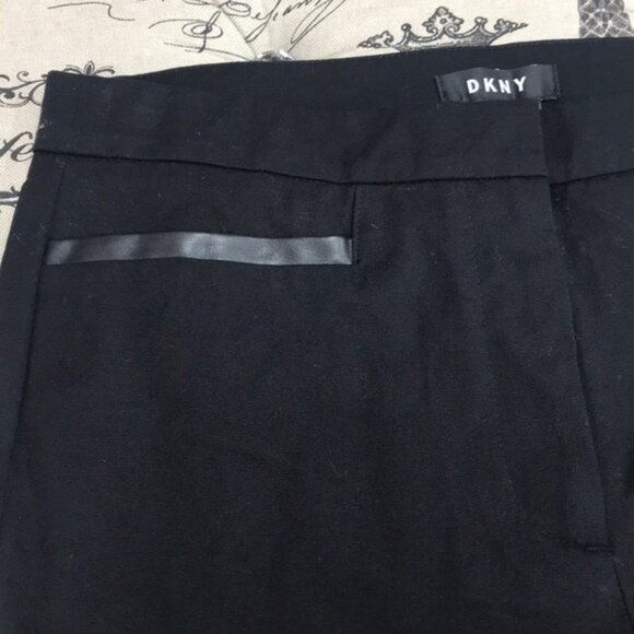 Dkny Faux-Leather Trim Straight-Leg Trousers - Picture 3 of 6